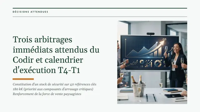 Slide de clôture : trois arbitrages attendus du comité de direction